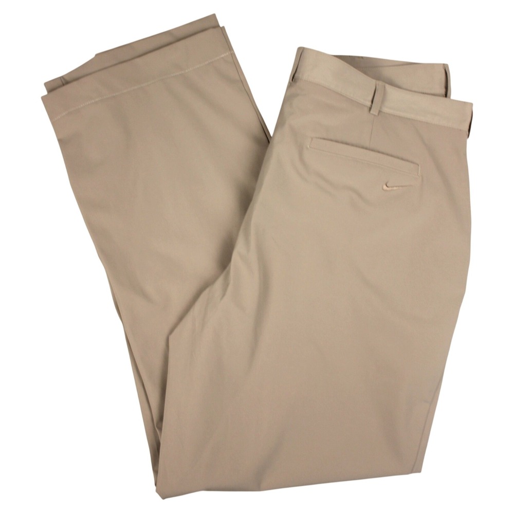 Nike Golf Dri-FIT Khaki Performance Pants Mens 36 Stretch Flat Front 36x31